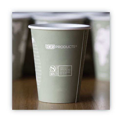 World Art Renewable And Compostable Hot Cups, 12 Oz, Gray, 50/pack.