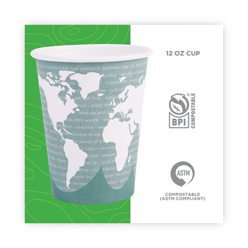 World Art Renewable And Compostable Hot Cups, 12 Oz, 50/pack, 20 Packs/carton.