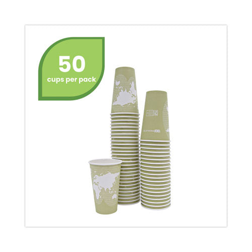 World Art Renewable And Compostable Hot Cups, 16 Oz, Moss, 50/pack.