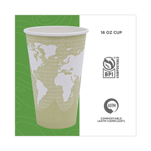 World Art Renewable And Compostable Hot Cups, 16 Oz, 50/pack, 20 Packs/carton.