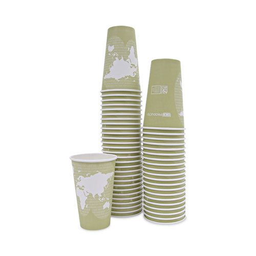 World Art Renewable And Compostable Hot Cups, 16 Oz, 50/pack, 20 Packs/carton.