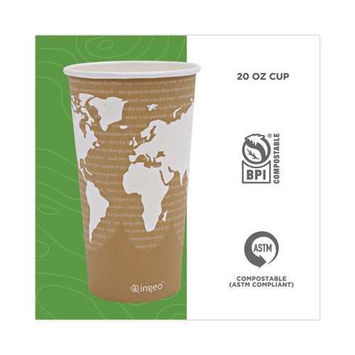 World Art Renewable And Compostable Hot Cups, 20 Oz, 50/pack, 20 Packs/carton.