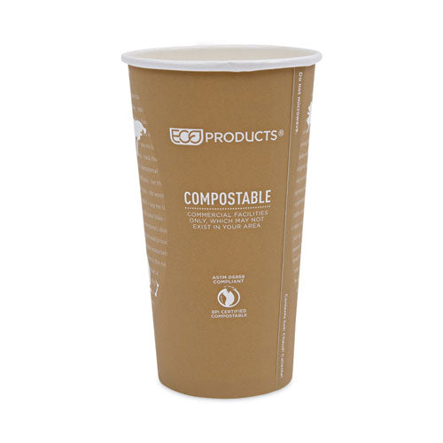 World Art Renewable And Compostable Hot Cups, 20 Oz, 50/pack, 20 Packs/carton.