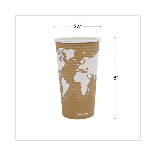 World Art Renewable And Compostable Hot Cups, 20 Oz, 50/pack, 20 Packs/carton.