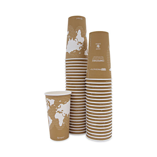 World Art Renewable And Compostable Hot Cups, 20 Oz, 50/pack, 20 Packs/carton.