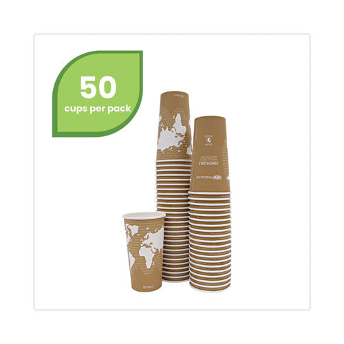 World Art Renewable And Compostable Hot Cups, 20 Oz, 50/pack, 20 Packs/carton.