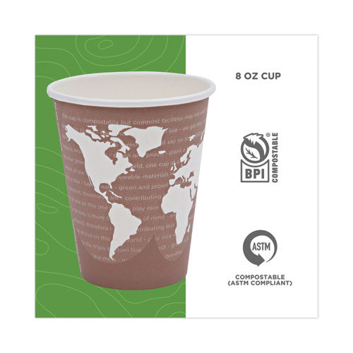 World Art Renewable And Compostable Hot Cups, 8 Oz, Plum, 50/pack.