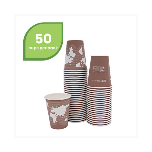 World Art Renewable And Compostable Hot Cups, 8 Oz, Plum, 50/pack.