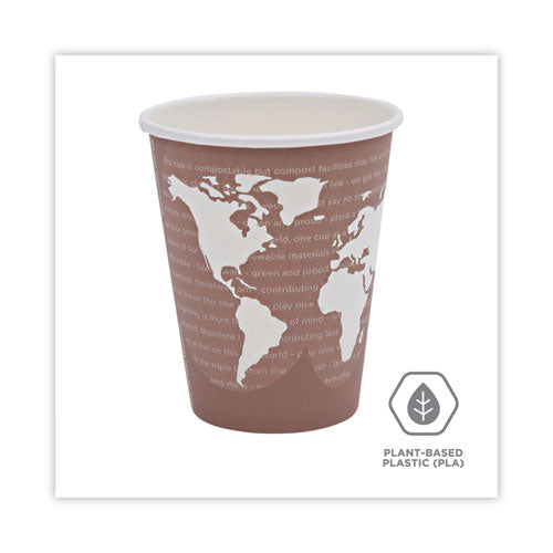 World Art Renewable And Compostable Hot Cups, 8 Oz, Plum, 50/pack.