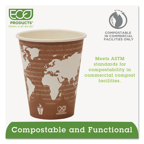 World Art Renewable And Compostable Hot Cups, 8 Oz, 50/pack, 20 Packs/carton.