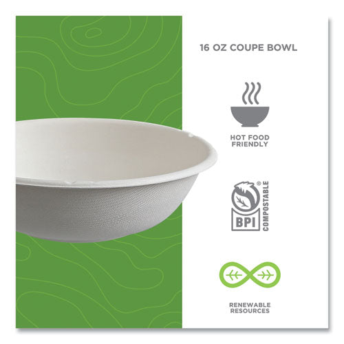 Vanguard Renewable And Compostable Sugarcane Bowls, 16 Oz, White, 800/carton.