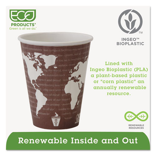 World Art Renewable And Compostable Insulated Hot Cups, Pla, 8 Oz, 40/pack, 20 Packs/carton.