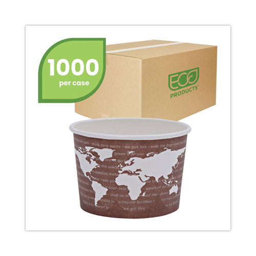 World Art Renewable And Compostable Food Container, 8 Oz,3.04 Diameter X 2.3 H, Brown, Paper, 50/pack, 20 Packs/carton