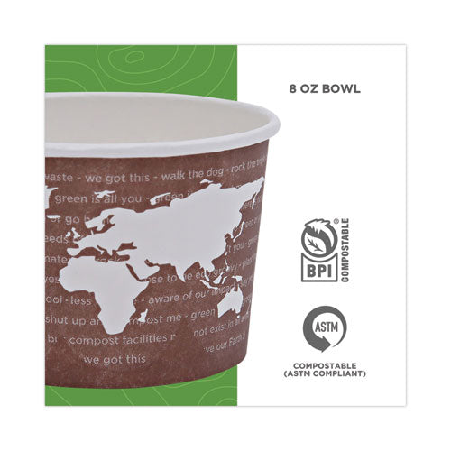 World Art Renewable And Compostable Food Container, 8 Oz,3.04 Diameter X 2.3 H, Brown, Paper, 50/pack, 20 Packs/carton