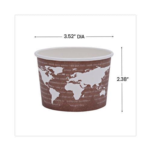 World Art Renewable And Compostable Food Container, 8 Oz,3.04 Diameter X 2.3 H, Brown, Paper, 50/pack, 20 Packs/carton