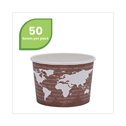 World Art Renewable And Compostable Food Container, 8 Oz,3.04 Diameter X 2.3 H, Brown, Paper, 50/pack, 20 Packs/carton