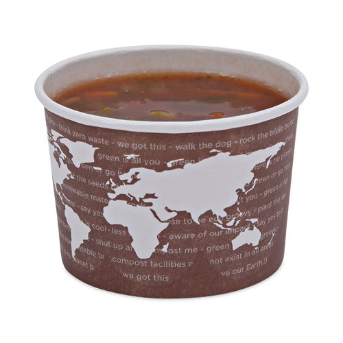 World Art Renewable And Compostable Food Container, 8 Oz,3.04 Diameter X 2.3 H, Brown, Paper, 50/pack, 20 Packs/carton