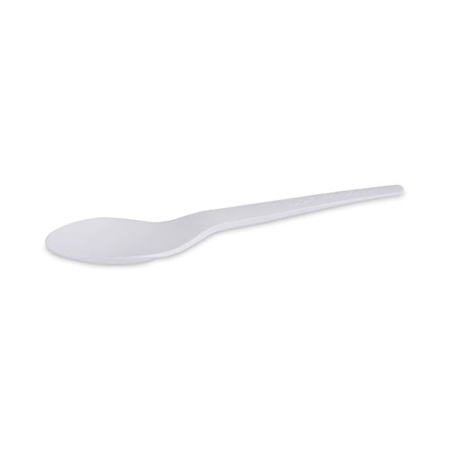 Plantware Compostable Cutlery, Spoon, 6", Pearl White, 50/pack, 20 Pack/carton.