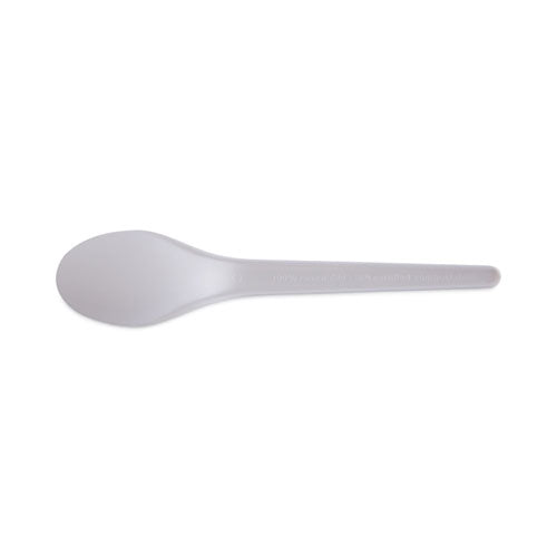 Plantware Compostable Cutlery, Spoon, 6", Pearl White, 50/pack, 20 Pack/carton.