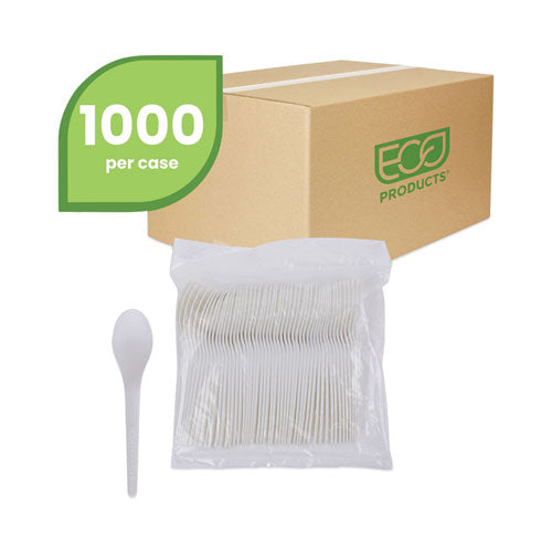 Plantware Compostable Cutlery, Spoon, 6", Pearl White, 50/pack, 20 Pack/carton.