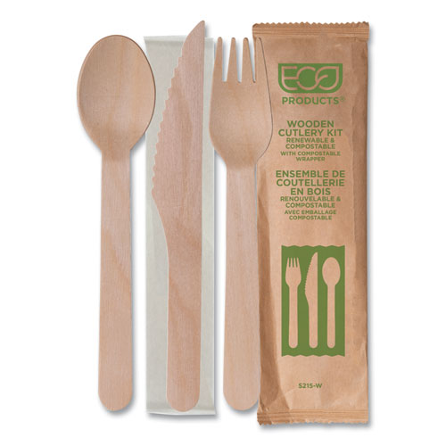 Wood Cutlery, Fork/knife/spoon/napkin, Natural, 500/carton.