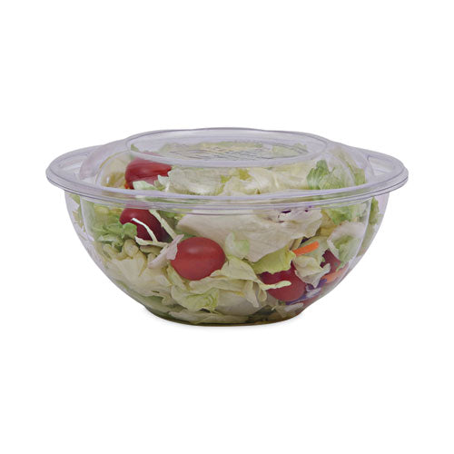 Renewable And Compostable Salad Bowls With Lids, 24 Oz, Clear, Plastic, 50/pack, 3 Packs/carton.