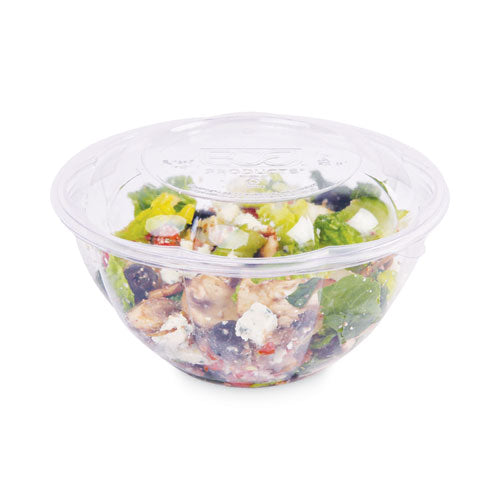 Renewable And Compostable Salad Bowls With Lids, 32 Oz, Clear, Plastic, 50/pack, 3 Packs/carton.