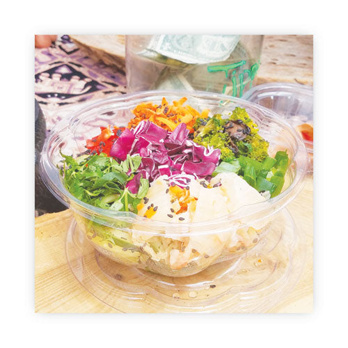 Renewable And Compostable Salad Bowls With Lids, 32 Oz, Clear, Plastic, 50/pack, 3 Packs/carton.