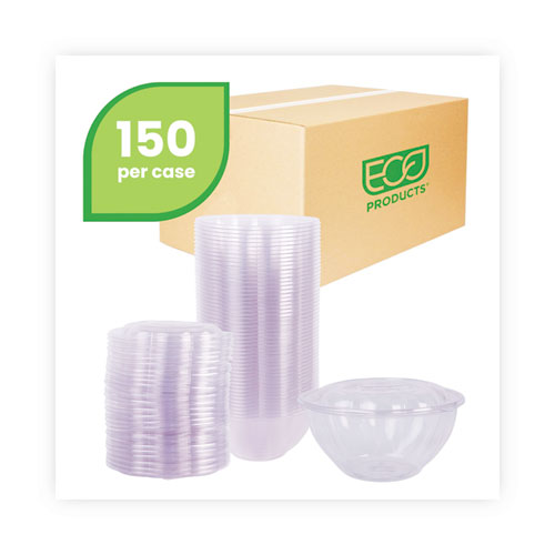 Renewable And Compostable Salad Bowls With Lids, 32 Oz, Clear, Plastic, 50/pack, 3 Packs/carton.