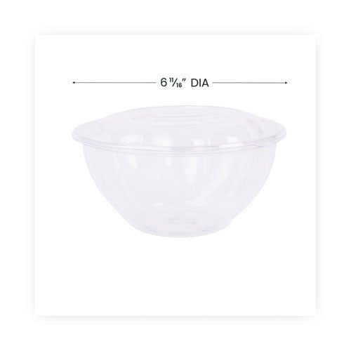 Renewable And Compostable Salad Bowls With Lids, 32 Oz, Clear, Plastic, 50/pack, 3 Packs/carton.