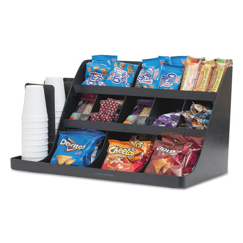 Extra Large Coffee Condiment And Accessory Organizer, 14 Compartment, 24 X 11.8 X 12.5, Black.