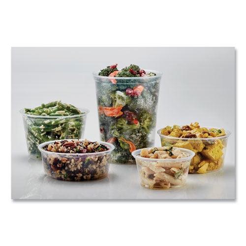 Microwavable Deli Containers, 24 Oz, 4.6 Diameter X 4.1 H, Clear, Plastic, 500/carton.