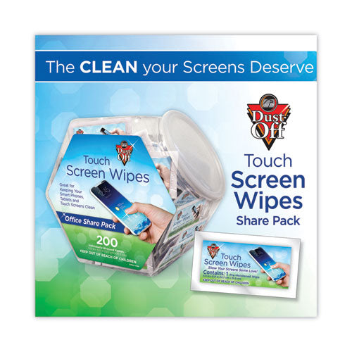 Touch Screen Wipes, 5 X 6, Citrus, 200 Individual Foil Packets In An Easy Grab Jar.