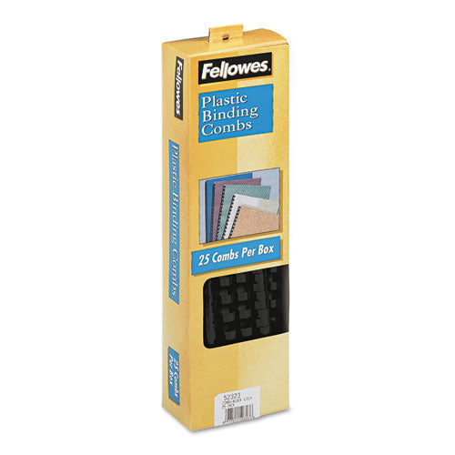 Plastic Comb Bindings, 1/2" Diameter, 90 Sheet Capacity, Black, 25/pack.