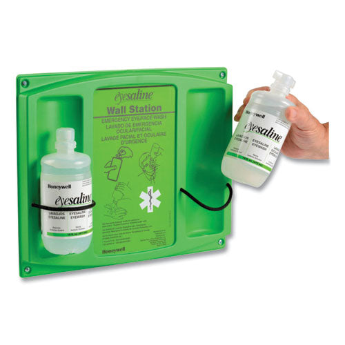 Double Bottle Sterile Saline Eye Wash Wall Station, 16 Oz Bottles, 2 Bottles/station, 4 Stations/carton.