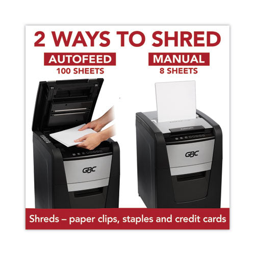 Autofeed+ 100x Super Cross-cut Home Office Shredder, 100 Auto/8 Manual Sheet Capacity.