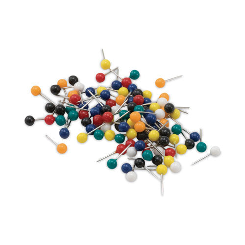 Map Tacks, Plastic, Assorted, 0.38", 100/box.