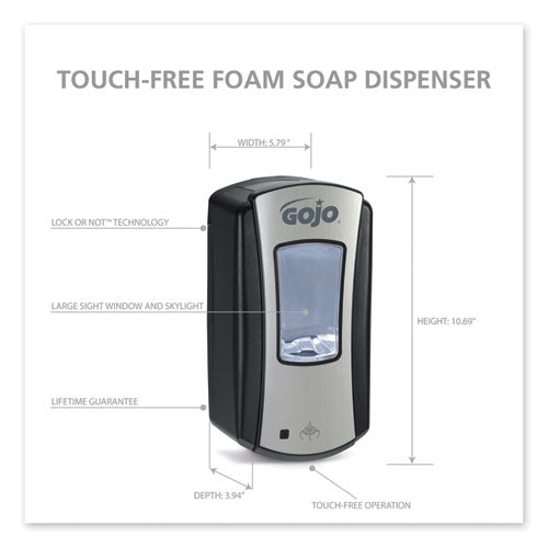 Ltx-12 Touch-free Dispenser, 1,200 Ml, 5.75 X 3.33 X 10.5, Brushed Chrome/black.