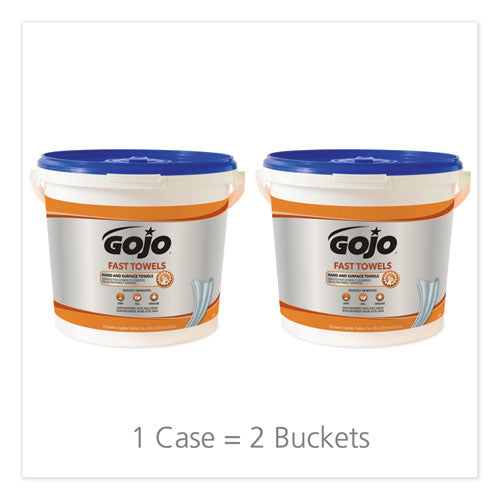 Fast Towels Hand Cleaning Towels, 9 X 10, Fresh Citrus, Blue, 225/bucket, 2 Buckets/carton.