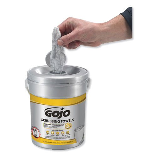 Scrubbing Towels, Hand Cleaning, 2-ply, 10.5 X 12, Silver/yellow, 72/bucket, 6/carton.