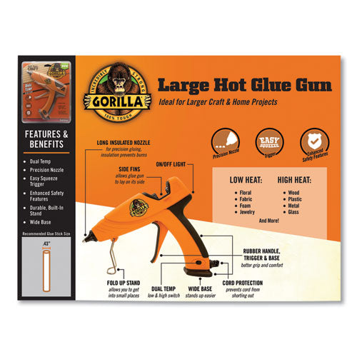 Dual Temp Hot Glue Gun, Orange/black.