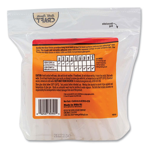 Hot Glue Sticks, 0.43" Dia X 4", Dries Clear, 45/pack.