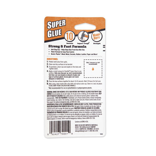 Super Glue, 0.53 Oz, Dries Clear.