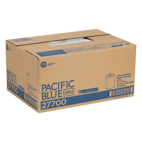 Pacific Blue Select Two-ply Perforated Paper Kitchen Roll Towels,2-ply, 11 X 8.8, White, 250/roll, 12 Rolls/carton