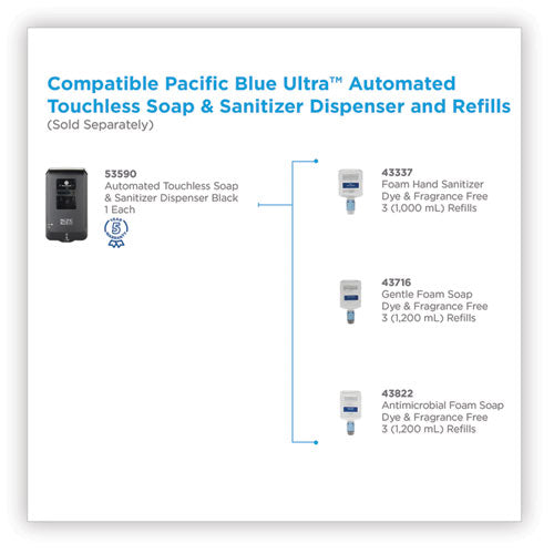 Pacific Blue Ultra Automated Touchless Soap/sanitizer Dispenser,1,000 Ml, 6.54 X 11.72 X 4, Black