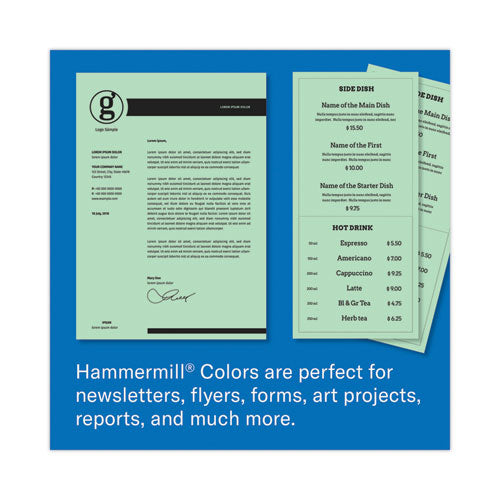 Colors Print Paper, 20 Lb Bond Weight, 8.5 X 11, Green, 500/ream.