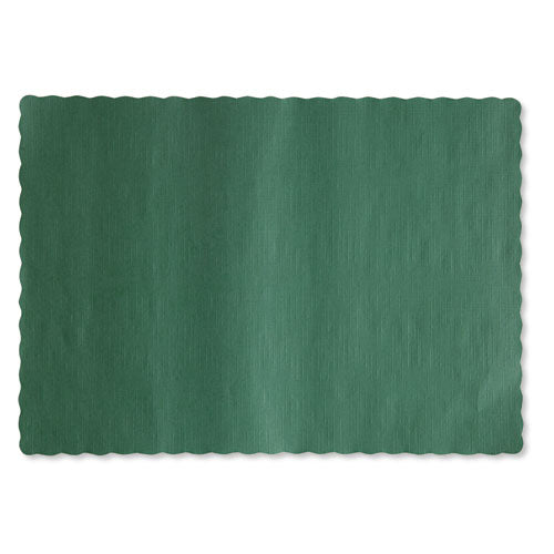 Solid Color Scalloped Edge Placemats, 9.5 X 13.5, Hunter Green, 1,000/carton.