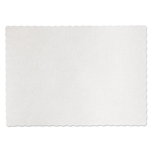 Knurl Embossed Scalloped Edge Placemats, 9.5 X 13.5, White, 1,000/carton.