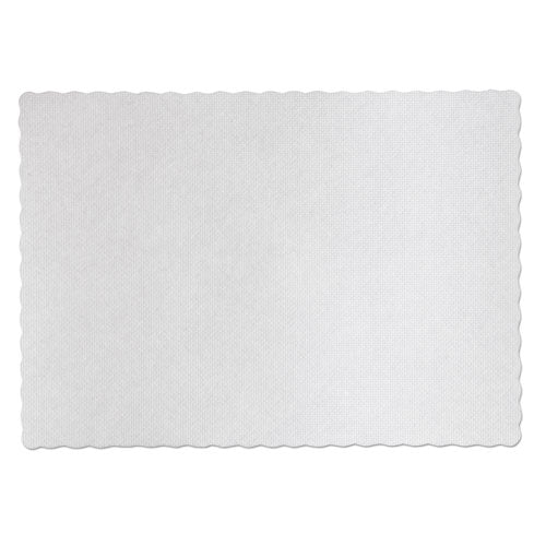 Knurl Embossed Scalloped Edge Placemats, 9.5 X 13.5, White, 1,000/carton.