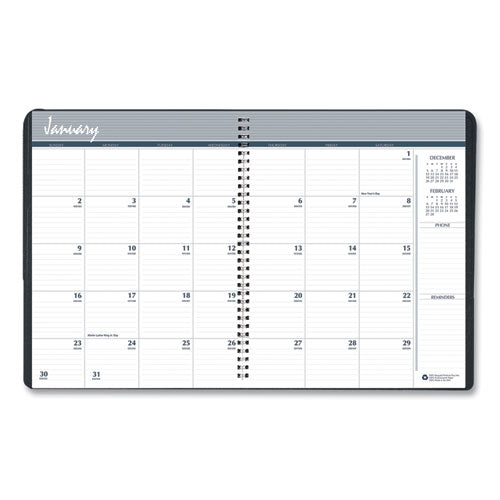 14-month Recycled Ruled Monthly Planner, 11 X 8.5, Black Cover, 14-month: Dec 2024 To Jan 2026.